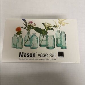 Mason Aqua Glass Vase Set - Light Teal Bottles